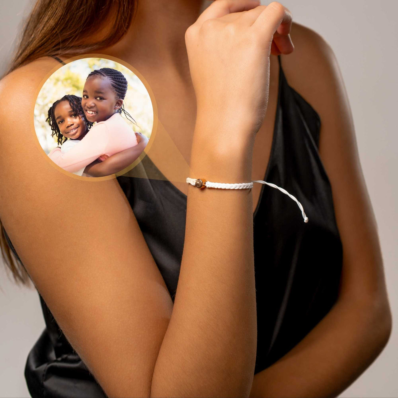 Circle Personalized Photo Bracelet - Personalized Gift - Custom Jewelry For Her & Him - Custom Bracelet Picture - Personalised Photo Gift Bracelet White / Rose Gold Brother & Sisters