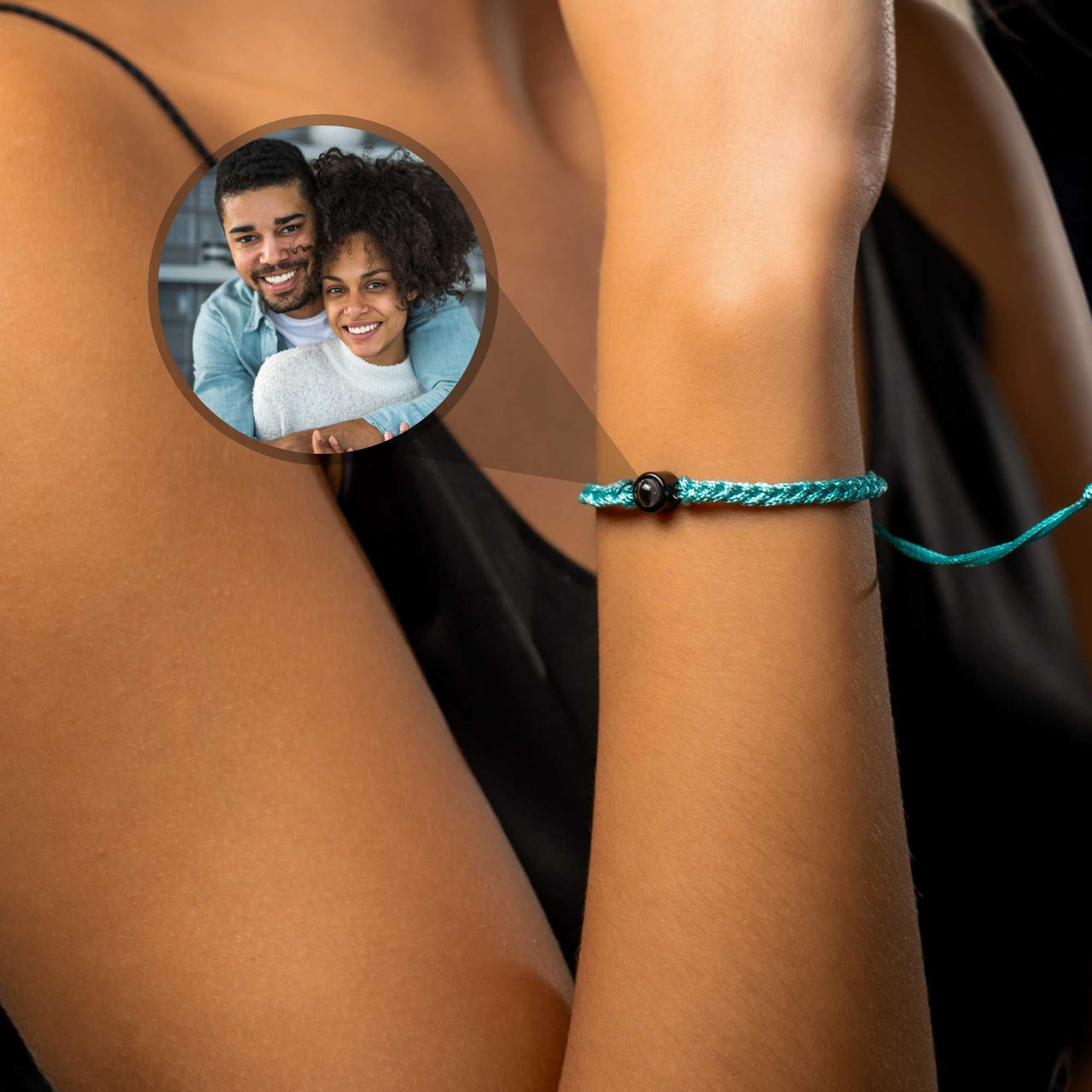 Circle Personalized Photo Bracelet - Personalized Gift - Custom Jewelry For Her & Him - Custom Bracelet Picture - Personalised Photo Gift Bracelet Winterfresh / Black Brother & Sisters