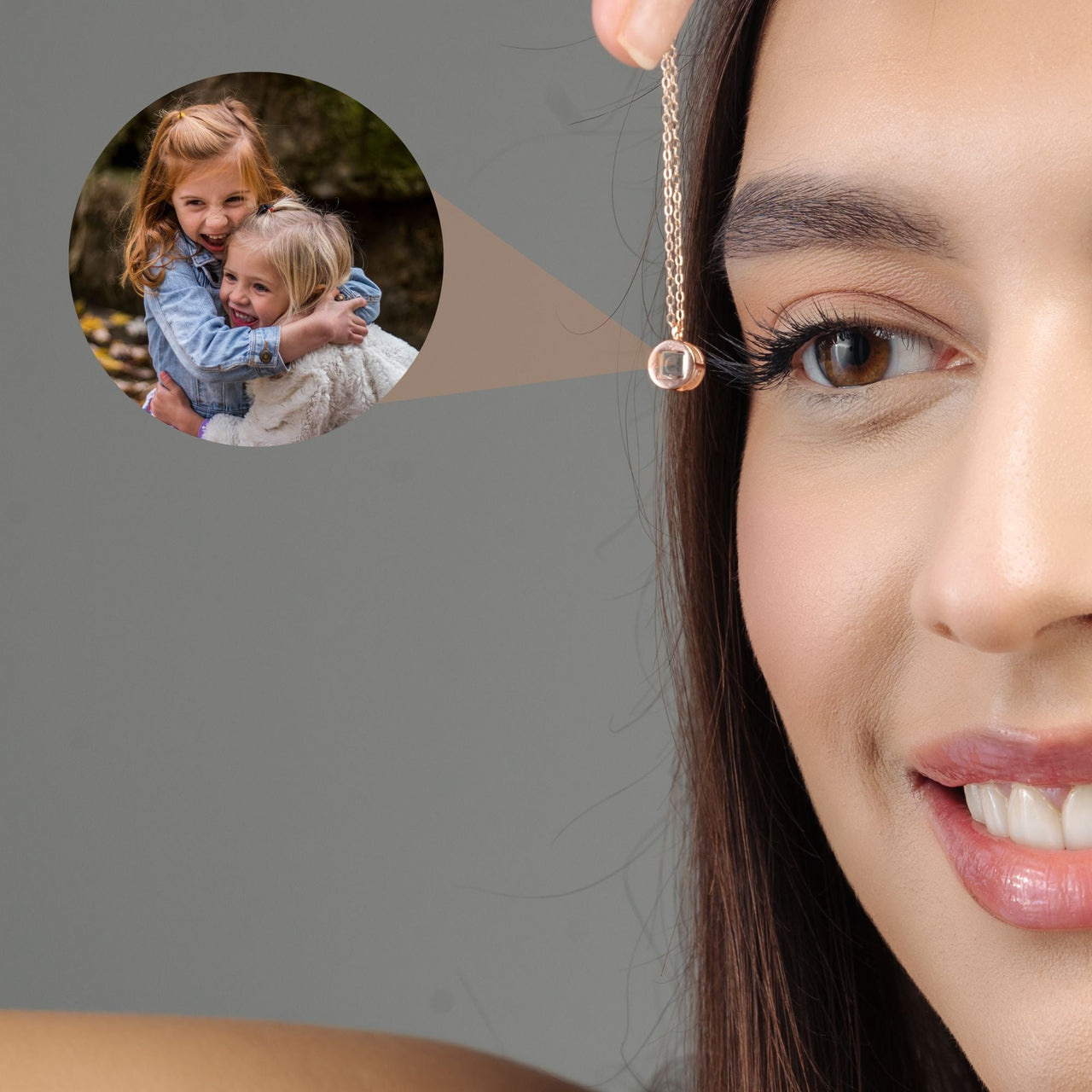 Circle Photo Necklace - Personalised Necklace - Customised Necklace Necklace Brother & Sisters