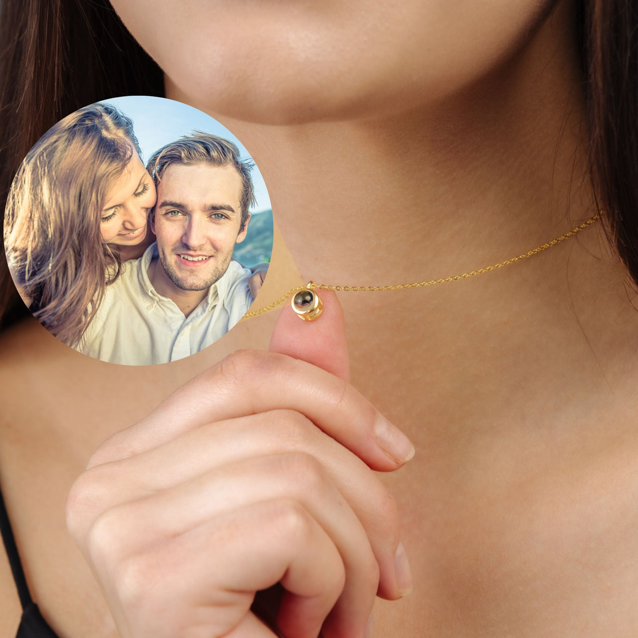Circle Photo Necklace - Personalised Necklace - Customised Necklace Necklace Gold Brother & Sisters