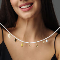 Thumbnail for Gold Necklace for a woman - Summer Initial Necklace - Pearl Necklace - Woman Necklace Necklace Brother & Sisters