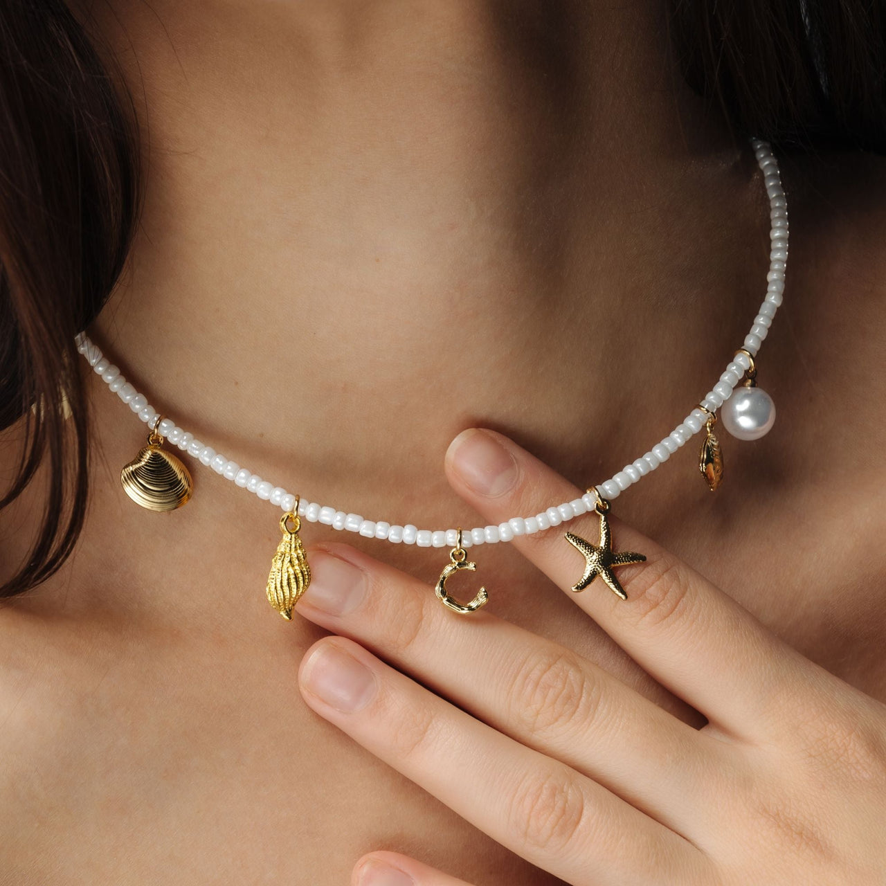 Gold Necklace for a woman - Summer Initial Necklace - Pearl Necklace - Woman Necklace Necklace Brother & Sisters