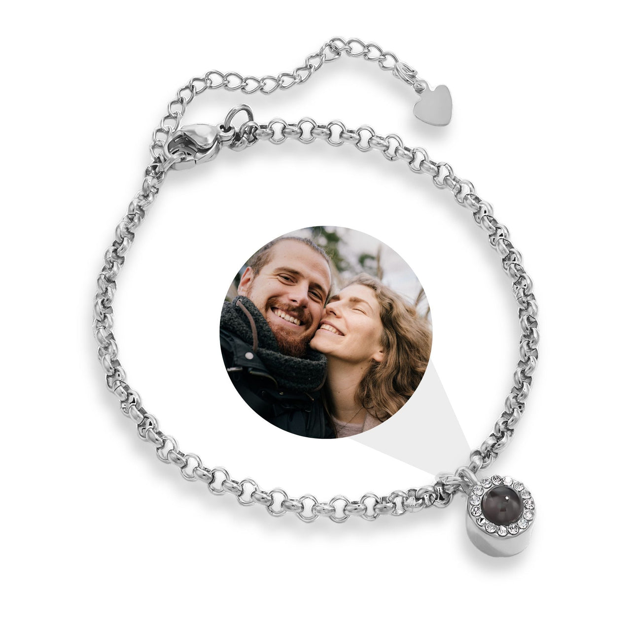 Halo Personalized Photo Bracelet - Personalized Gift for Women - Custom Jewelry For Her - Custom Bracelet Picture - Personalised Photo Gift Bracelet Silver Brother & Sisters