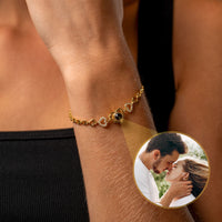 Thumbnail for Hearts Personalized Photo Bracelet - Personalized Gift for Women - Custom Jewelry For Her - Custom Bracelet Picture - Personalised Photo Gift Bracelet Gold Brother & Sisters