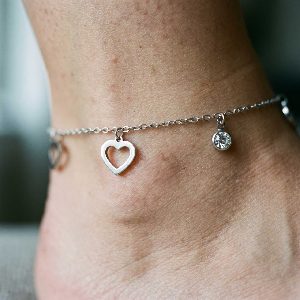 Heart & Crystal Anklet