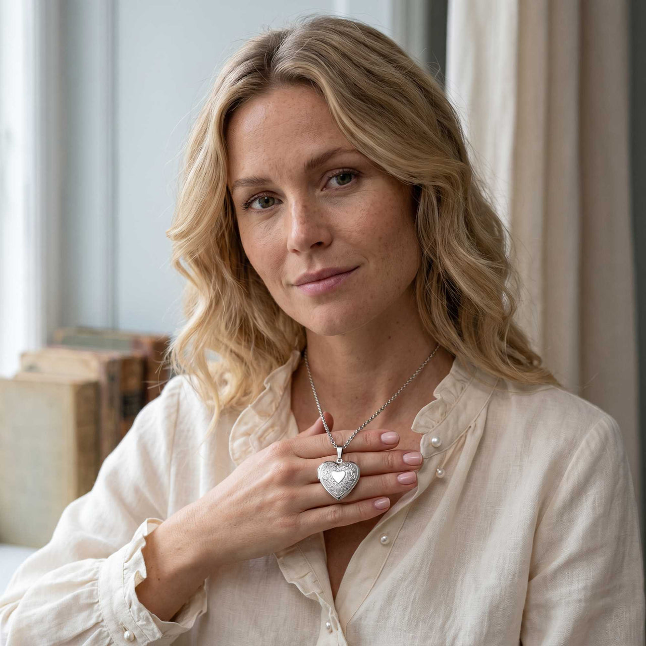 Floral Heart Photo Locket Necklace