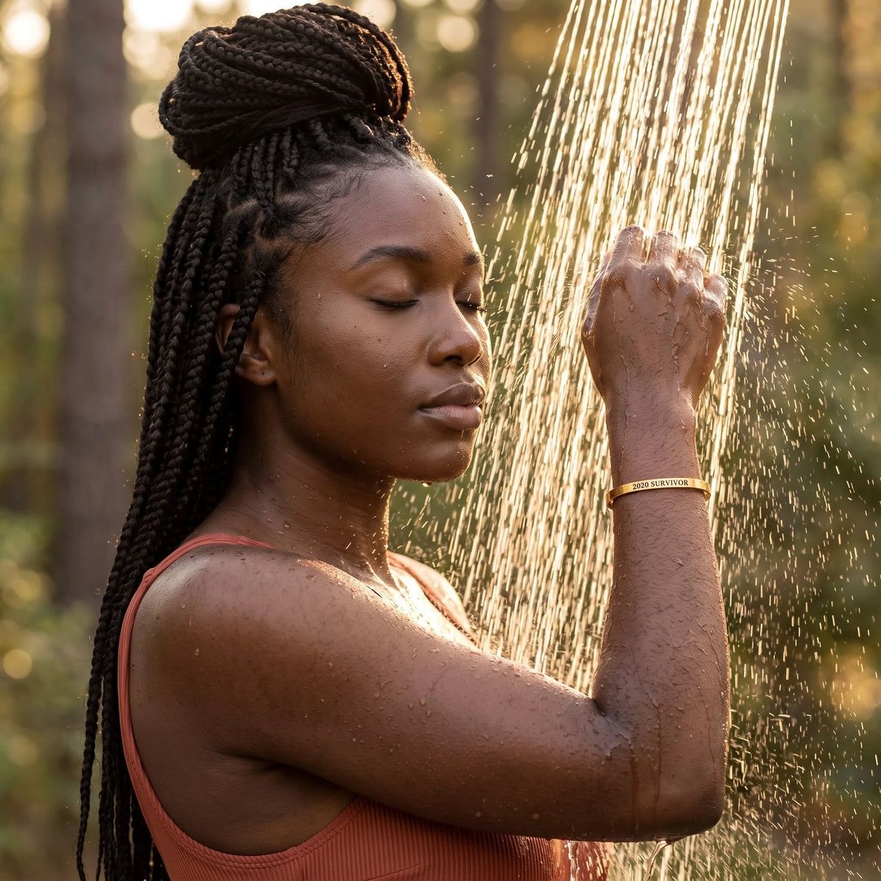 Encouragement gifts — worn in the shower, waterproof, gold | SKU: 2020s-rg