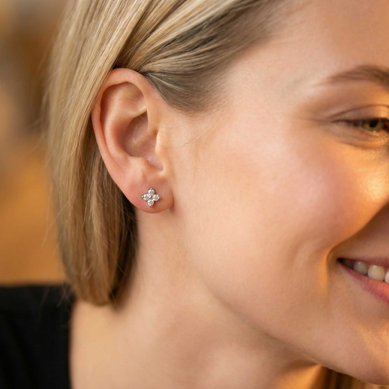 Crystal Flower Stud Earrings