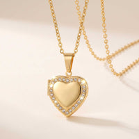 Thumbnail for Crystal Heart Photo Locket Necklace