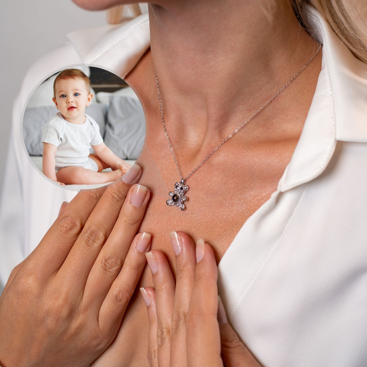 Teddy Bear Photo Necklace