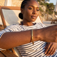 Thumbnail for Engraved bracelet — worn on a relaxed day, gold | SKU: btuvoy-g