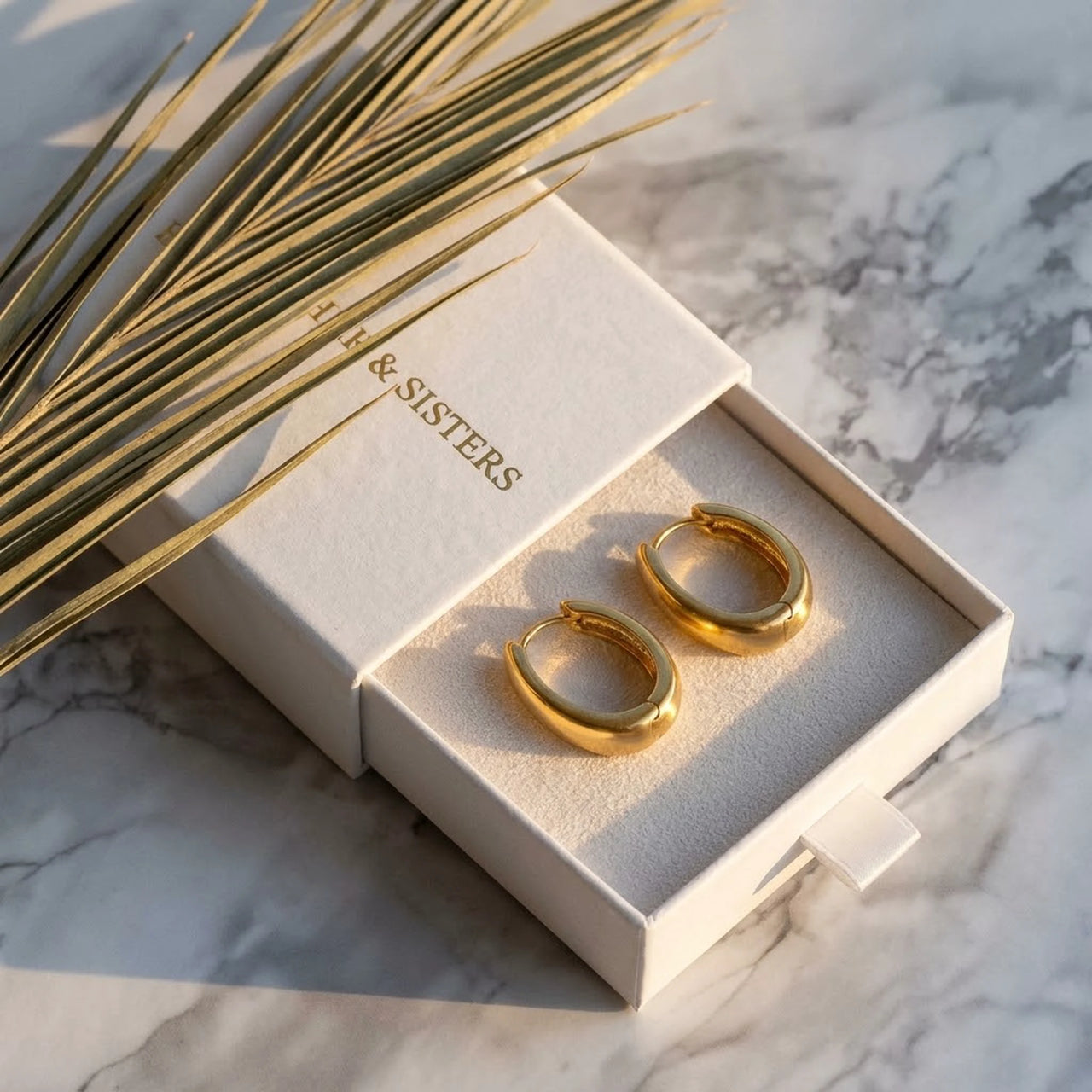 Chunky Dome Hoops in Gold, in the gift box | SKU: 41005-gold