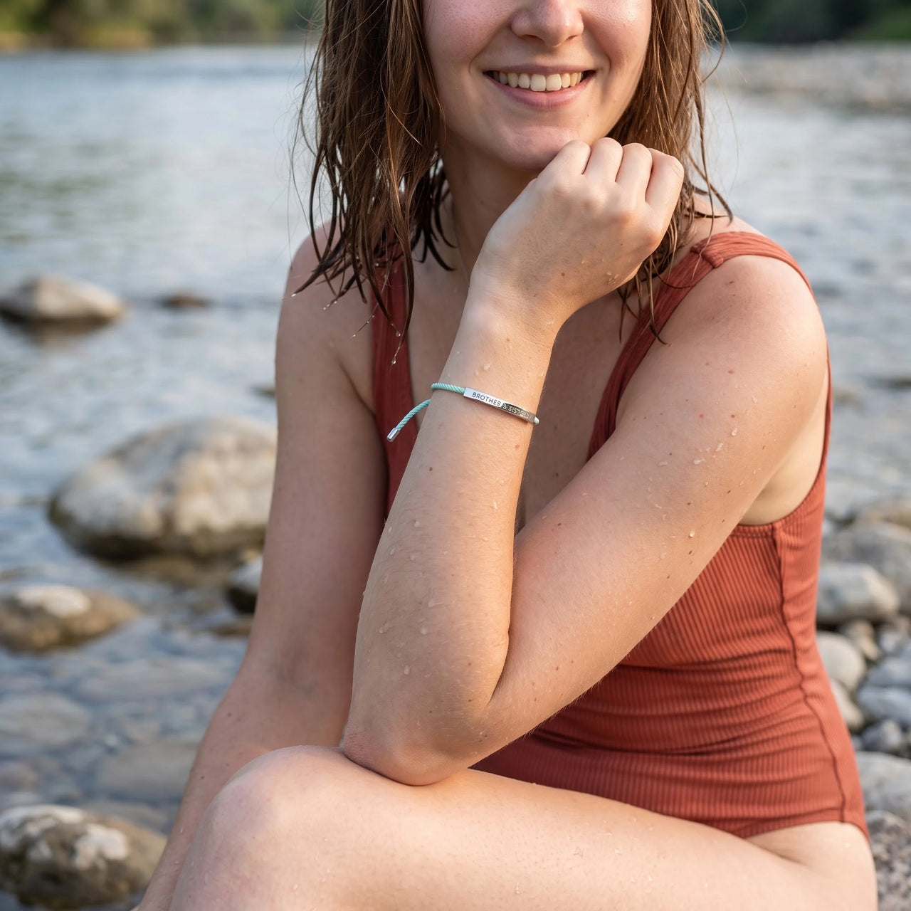 Rope bracelet — worn in the water, waterproof, silver | SKU: lamenthe-wg