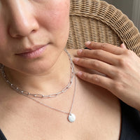 Thumbnail for Double chain necklace — worn, real size, silver | SKU: le-tendance-wg