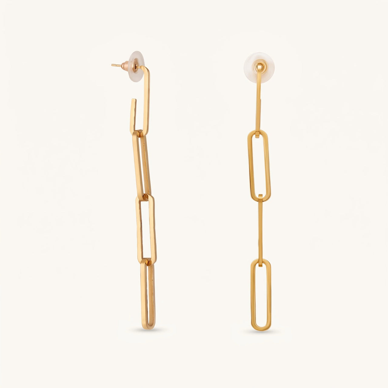 Chain earrings — product photo on a white background, gold | SKU: lespendantes