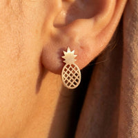 Thumbnail for Pineapple stud earrings — close-up of the details, rose gold | SKU: 437186-rose-gold-color