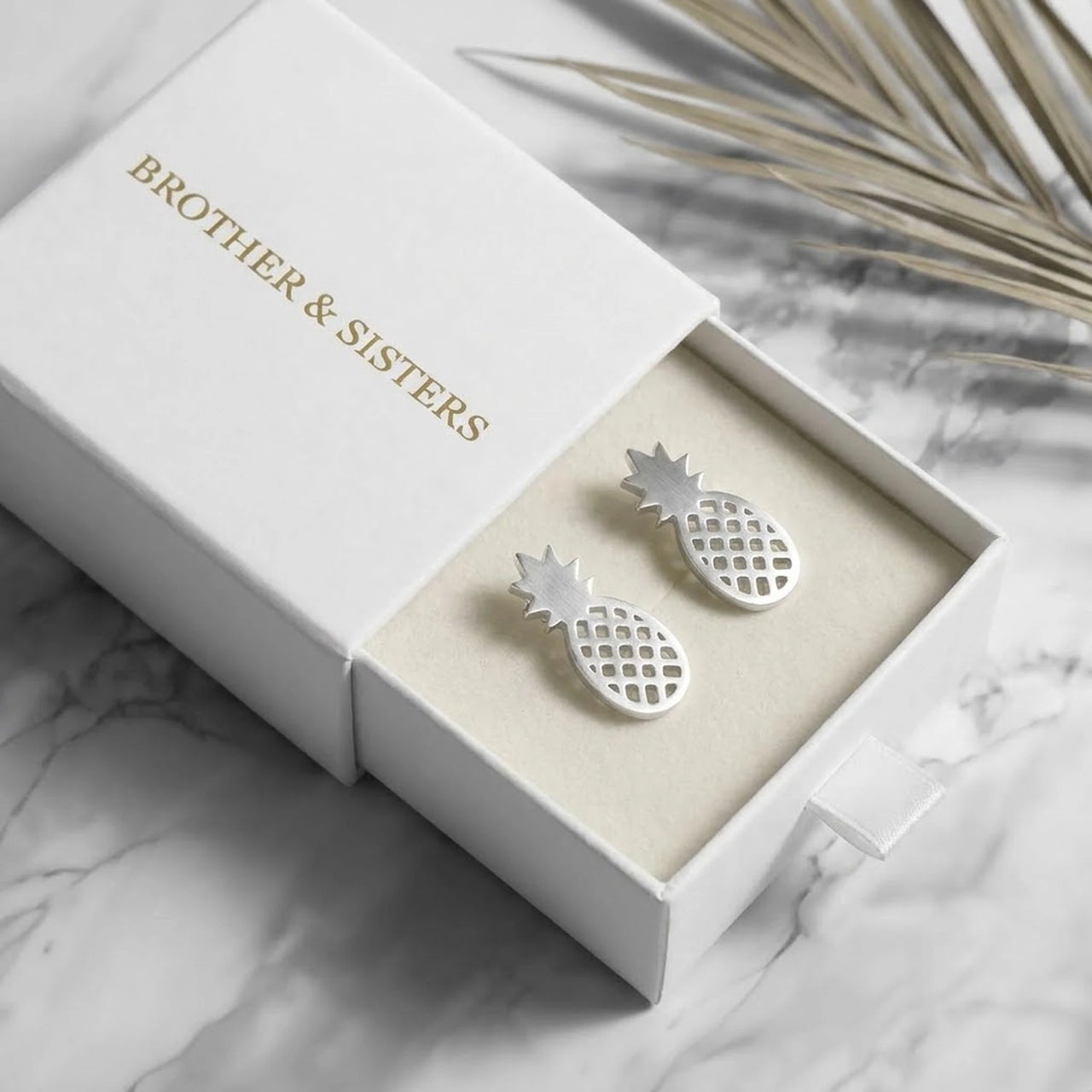 Pineapple earrings — in the gift box, silver | SKU: 437186-silver-plated