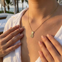Thumbnail for Gold necklace worn, showing its real size | SKU: 8050907-gold