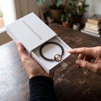 Thumbnail for The black octagon photo bracelet in the Brother & Sisters gift box | SKU: TPH-OCTB-BLACK-18