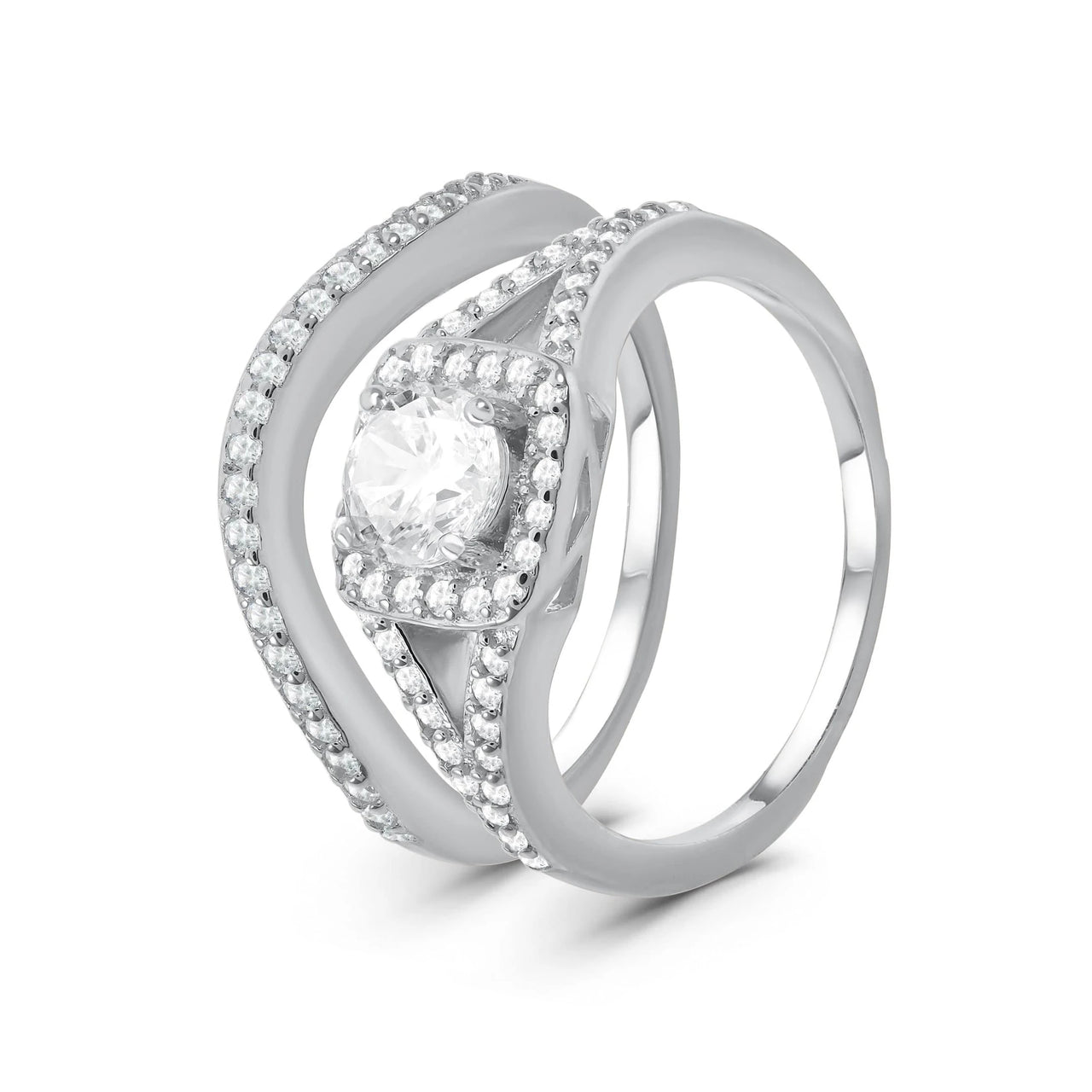 Bridal ring set — product photo on a white background, silver | SKU: 497080-4.5-silver