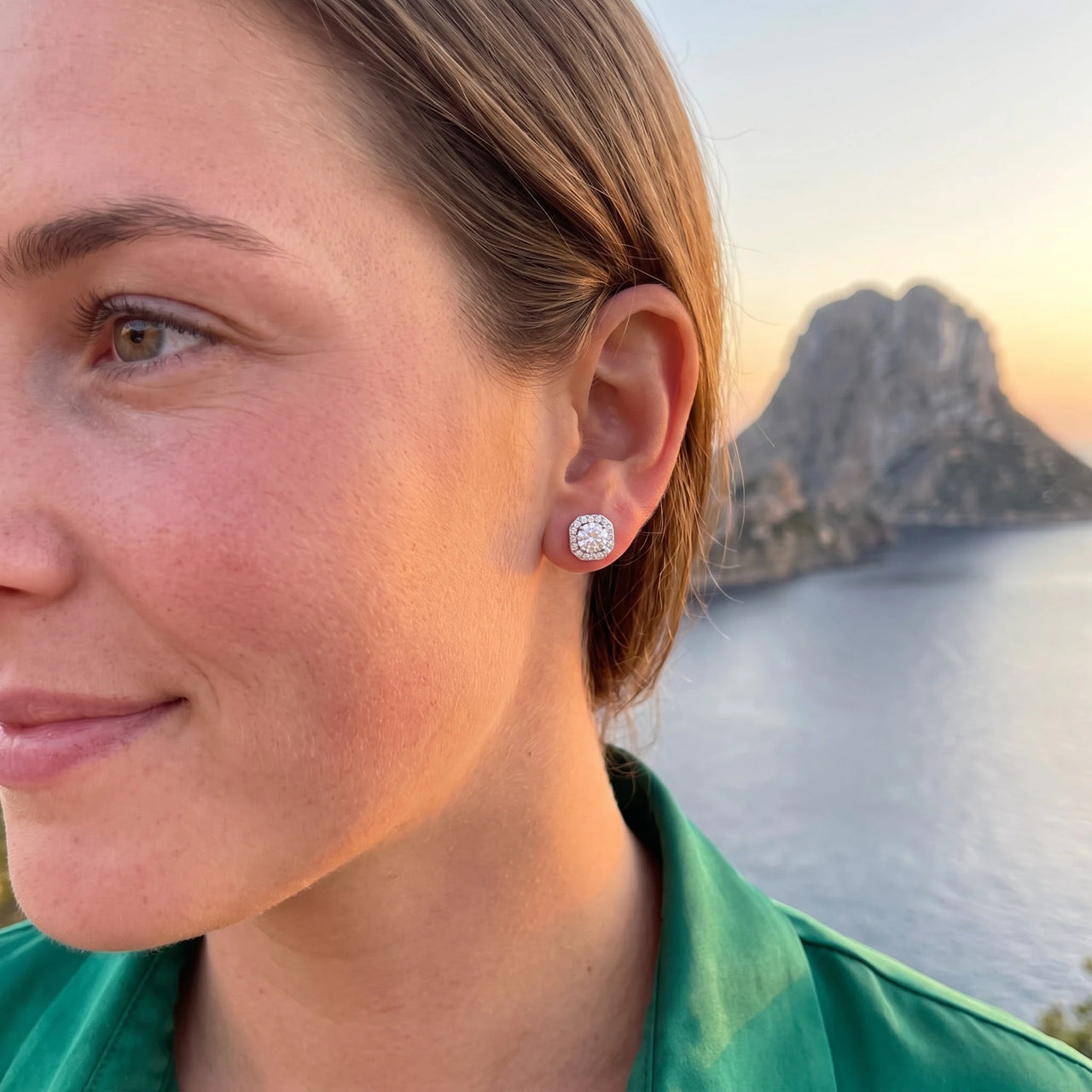 Cubic zirconia earrings — worn on a getaway, silver | SKU: 505263