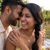 Thumbnail for A couple on a date, she wears the silver necklace | SKU: 505762