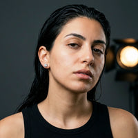 Thumbnail for Solitaire Crystal Studs in Silver, studio portrait | SKU: 41010-silver