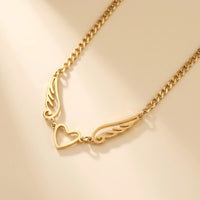 Thumbnail for Winged Heart Necklace, gold | SKU: 42004-gold