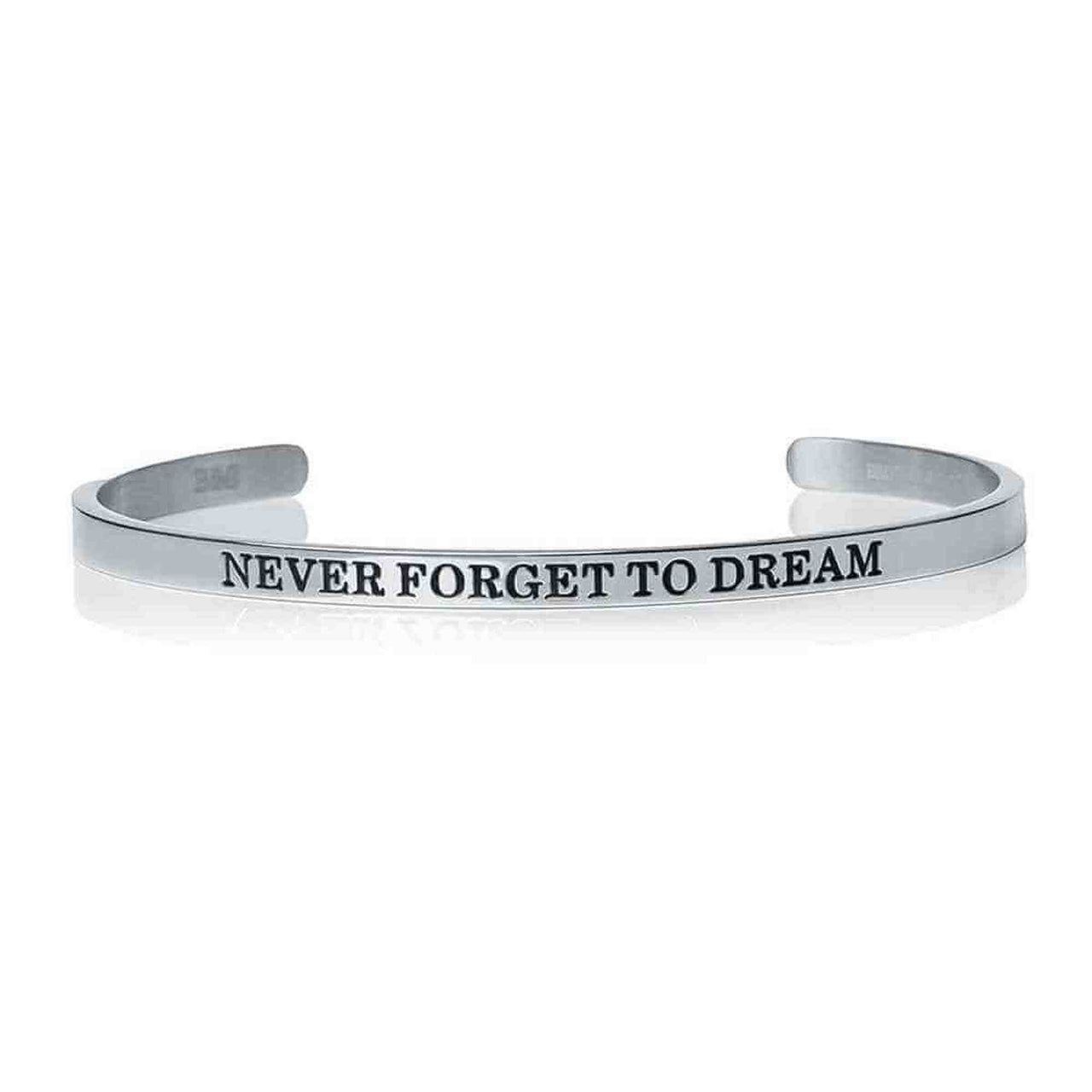 Never Forget To Dream - Quote Bracelet - Women's Bracelet - Mantra Bracelet 18k White Gold Brother & Sisters